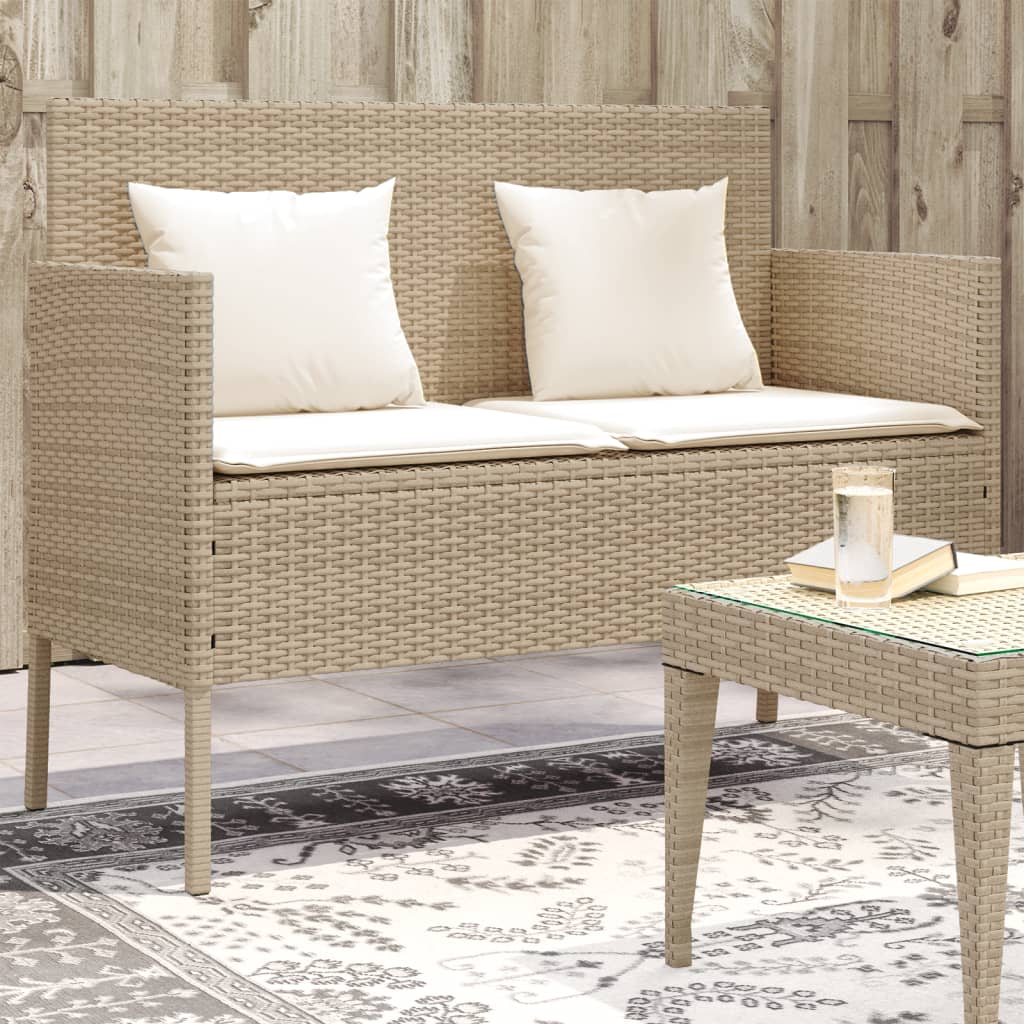 Gartenbank mit Kissen Sitzbank Parkbank mit Stauraum Schwarz Poly Rattan vidaXL - Bild 49 von 75
