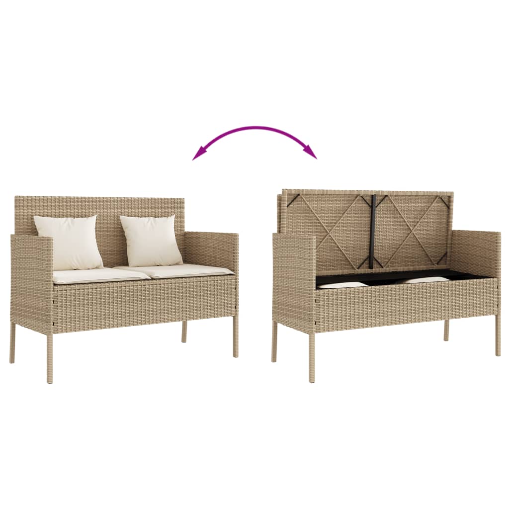 Gartenbank mit Kissen Sitzbank Parkbank mit Stauraum Schwarz Poly Rattan vidaXL - Bild 55 von 75