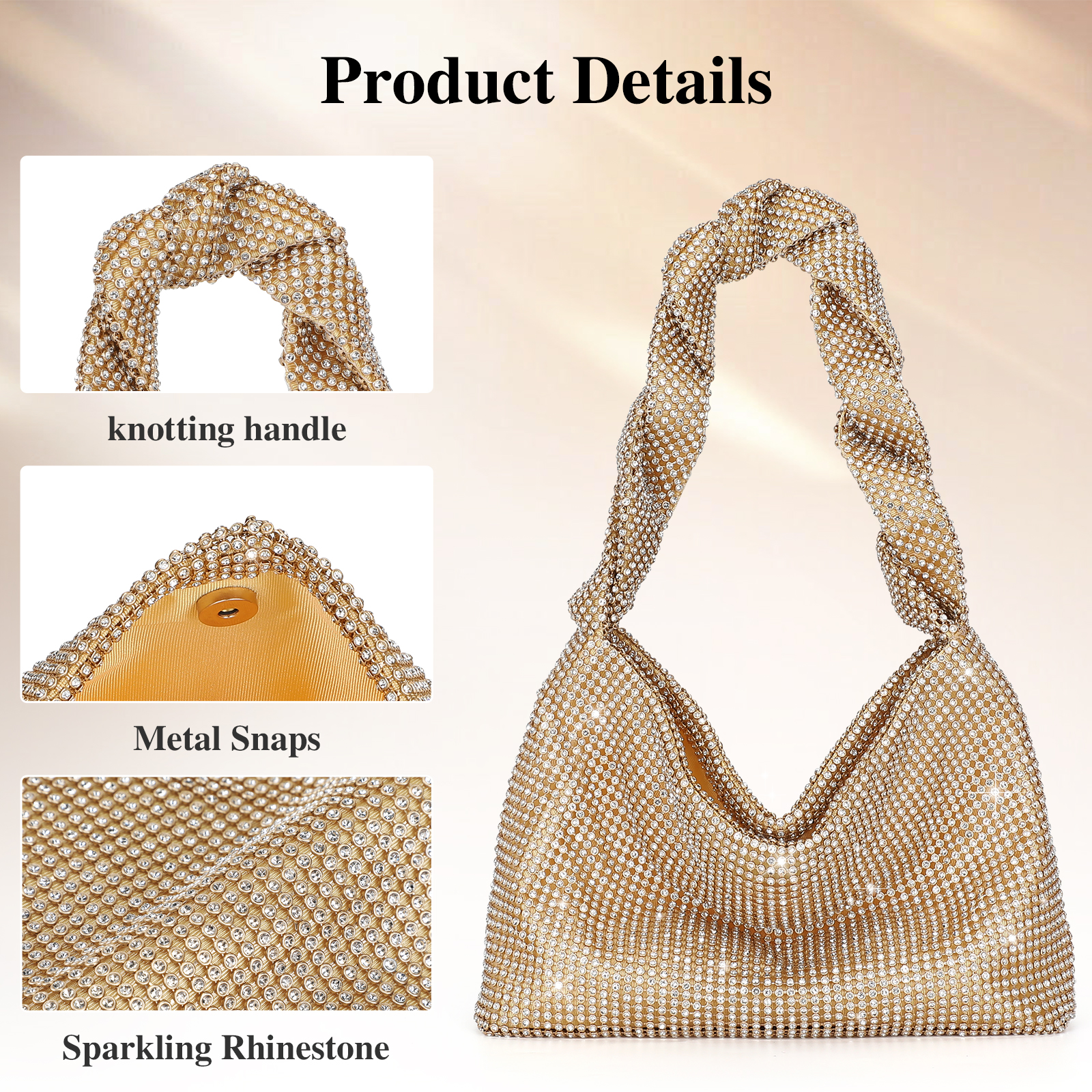 Women Rhinestone Evening Bag Wedding Clutch Purse Sparkly Prom Cocktail Handbag - Picture 29 of 79
