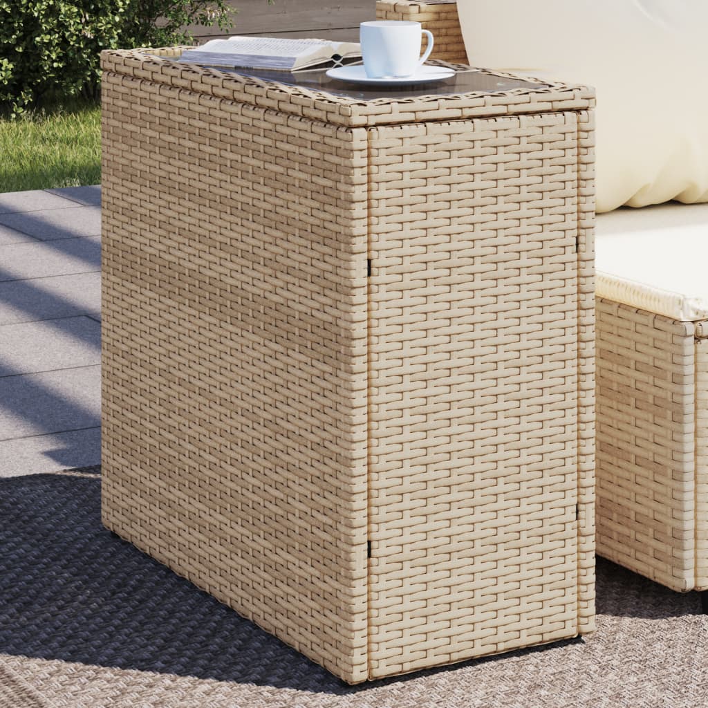 Gartentisch Beistelltisch Couchtisch Couchtisch mit Holz/Glasplatte Poly Rattan - Bild 24 von 65
