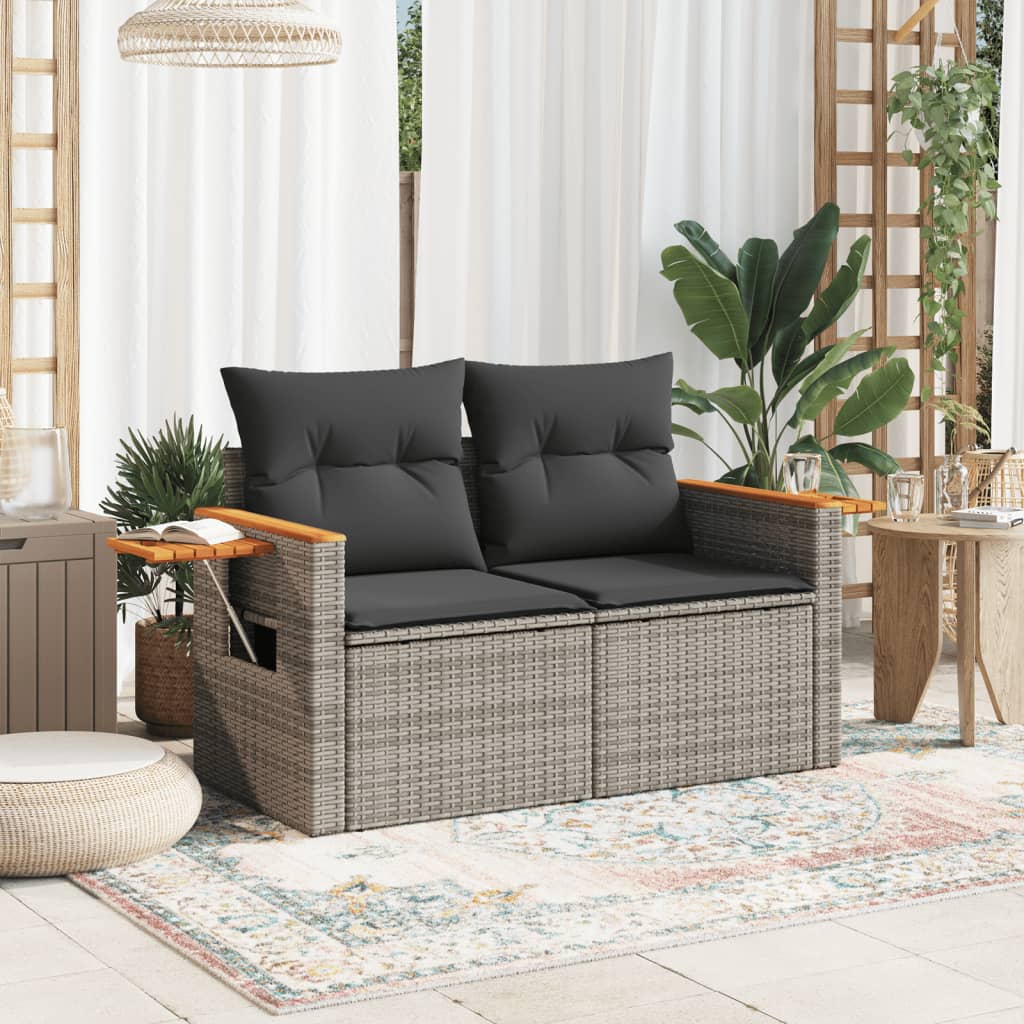 Gartensofa mit Kissen 2-Sitzer Sofa Poly Rattan Gartenmöbel Lounge Sitzgruppe - Bild 57 von 65