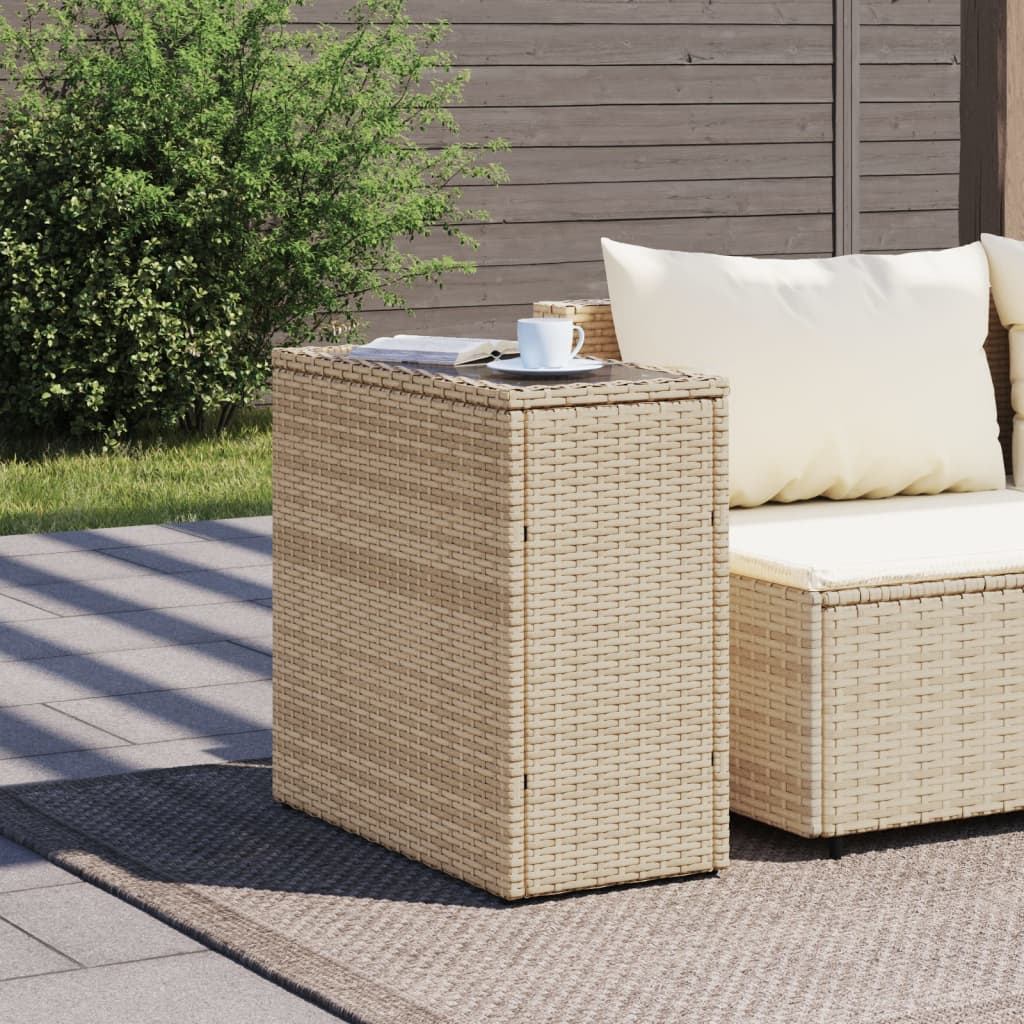 Gartentisch Beistelltisch Couchtisch Couchtisch mit Holz/Glasplatte Poly Rattan - Bild 26 von 65