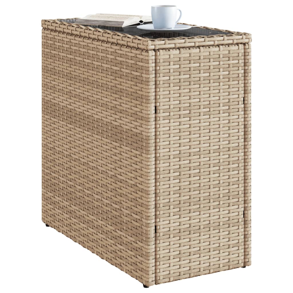 Gartentisch Beistelltisch Couchtisch Couchtisch mit Holz/Glasplatte Poly Rattan - Bild 27 von 65