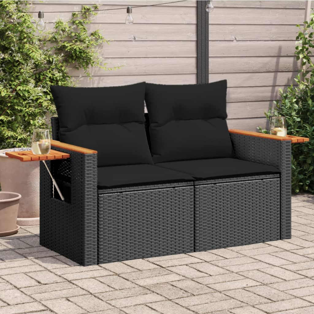 Gartensofa mit Kissen 2-Sitzer Sofa Poly Rattan Gartenmöbel Lounge Sitzgruppe - Bild 11 von 65
