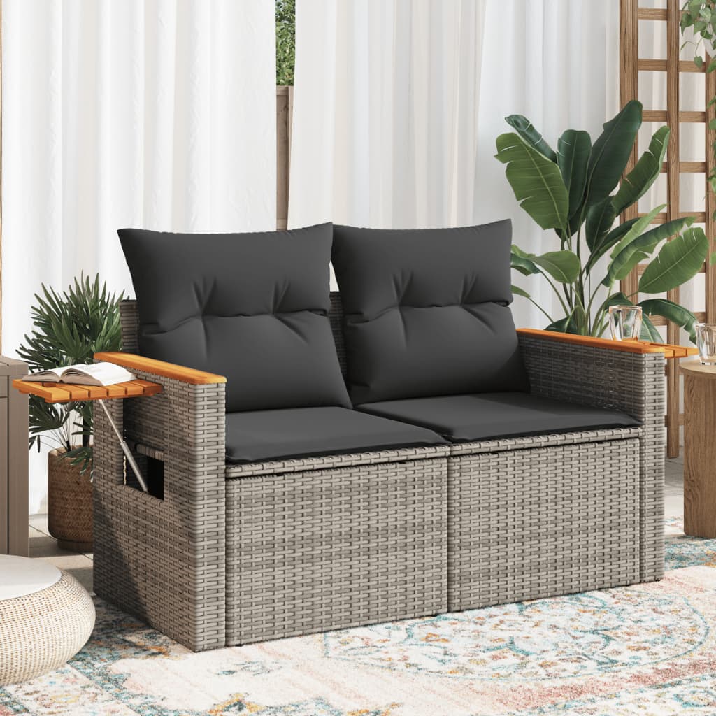 Gartensofa mit Kissen 2-Sitzer Sofa Poly Rattan Gartenmöbel Lounge Sitzgruppe - Bild 55 von 65