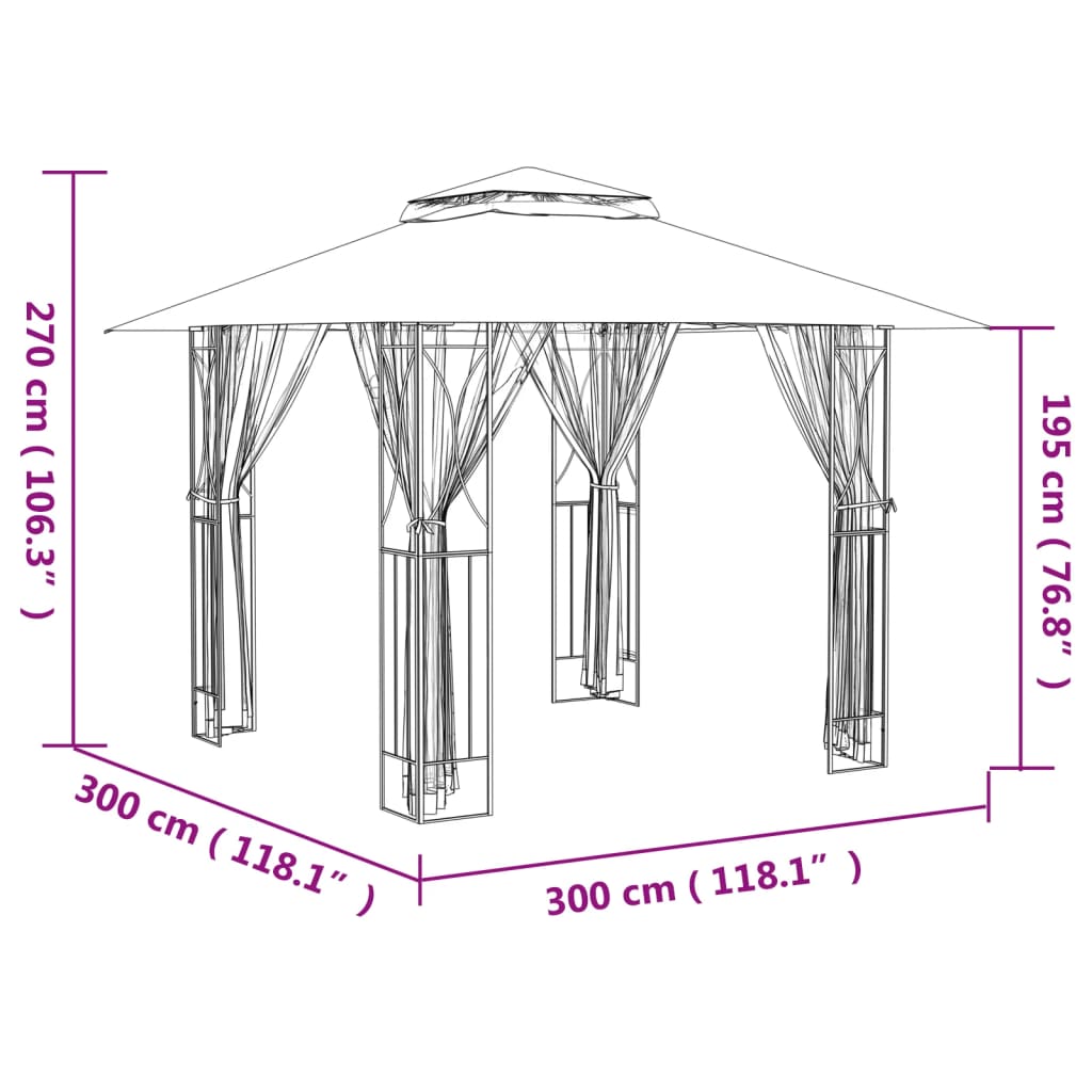 Luxus Pavillon 3x3m 3x4m Seitenwänden Gartenpavillon Partyzelt Gartenzelt Gazebo - Bild 11 von 19