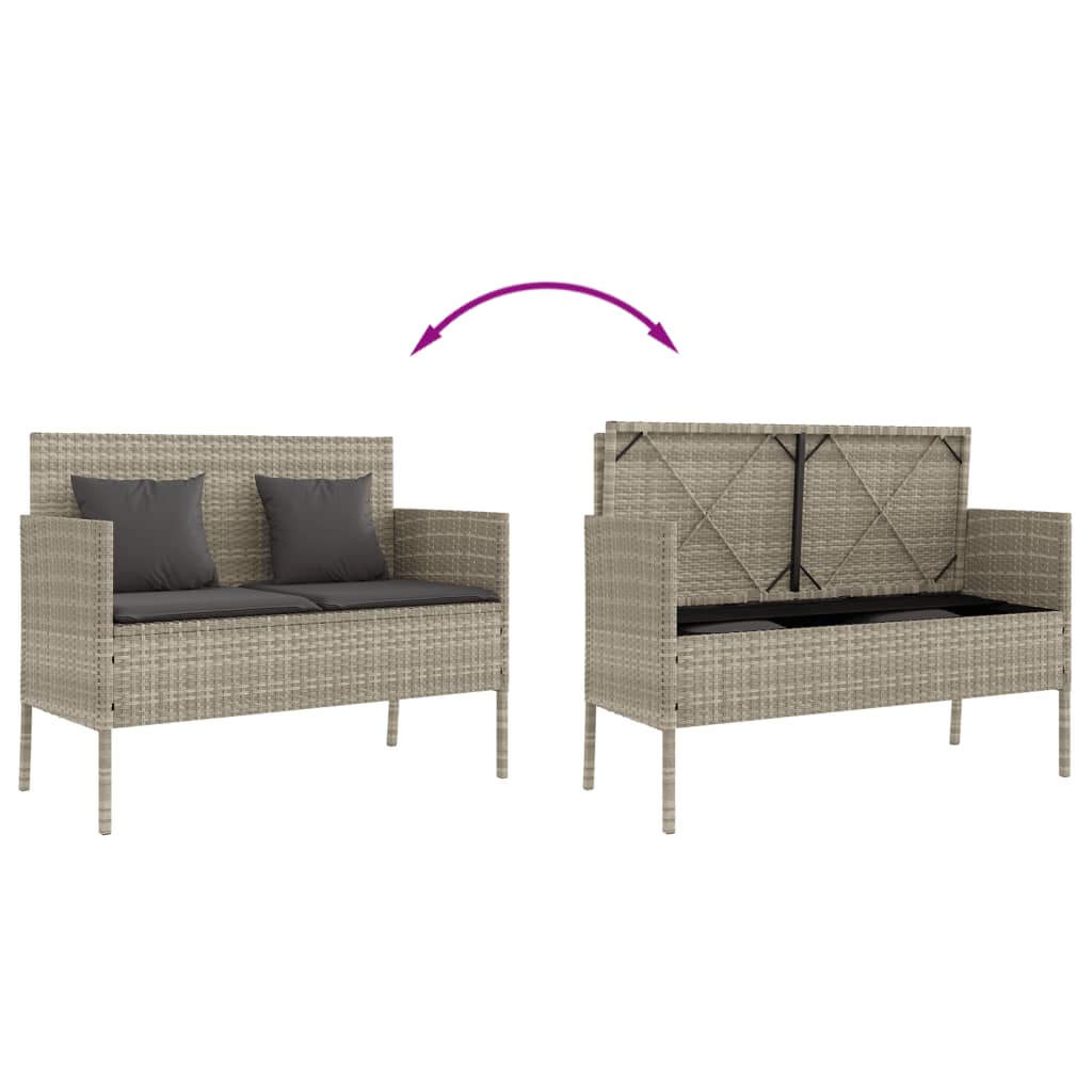 Gartenbank mit Kissen Sitzbank Parkbank mit Stauraum Schwarz Poly Rattan vidaXL - Bild 71 von 75