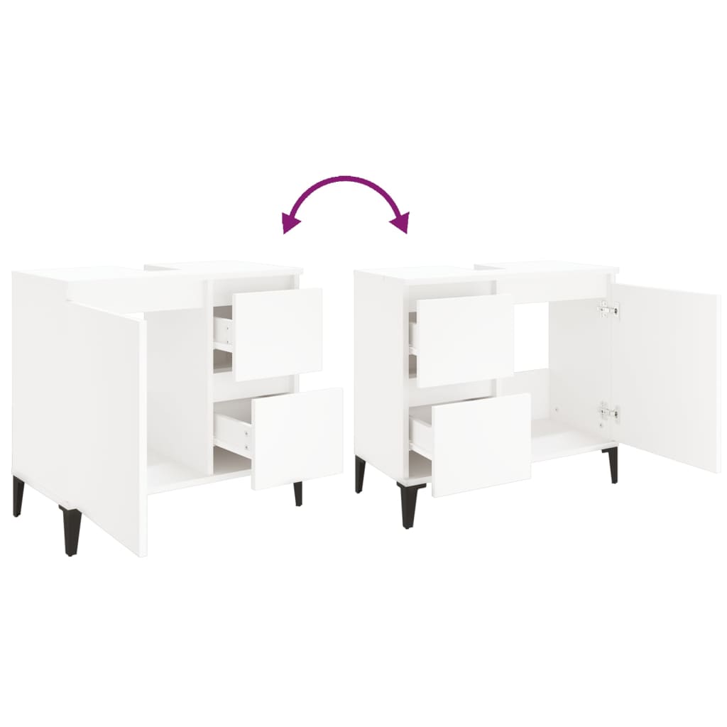 Waschbeckenunterschrank Waschtisch Unterschrank Badschrank mit 2 Schubladen - Bild 10 von 86