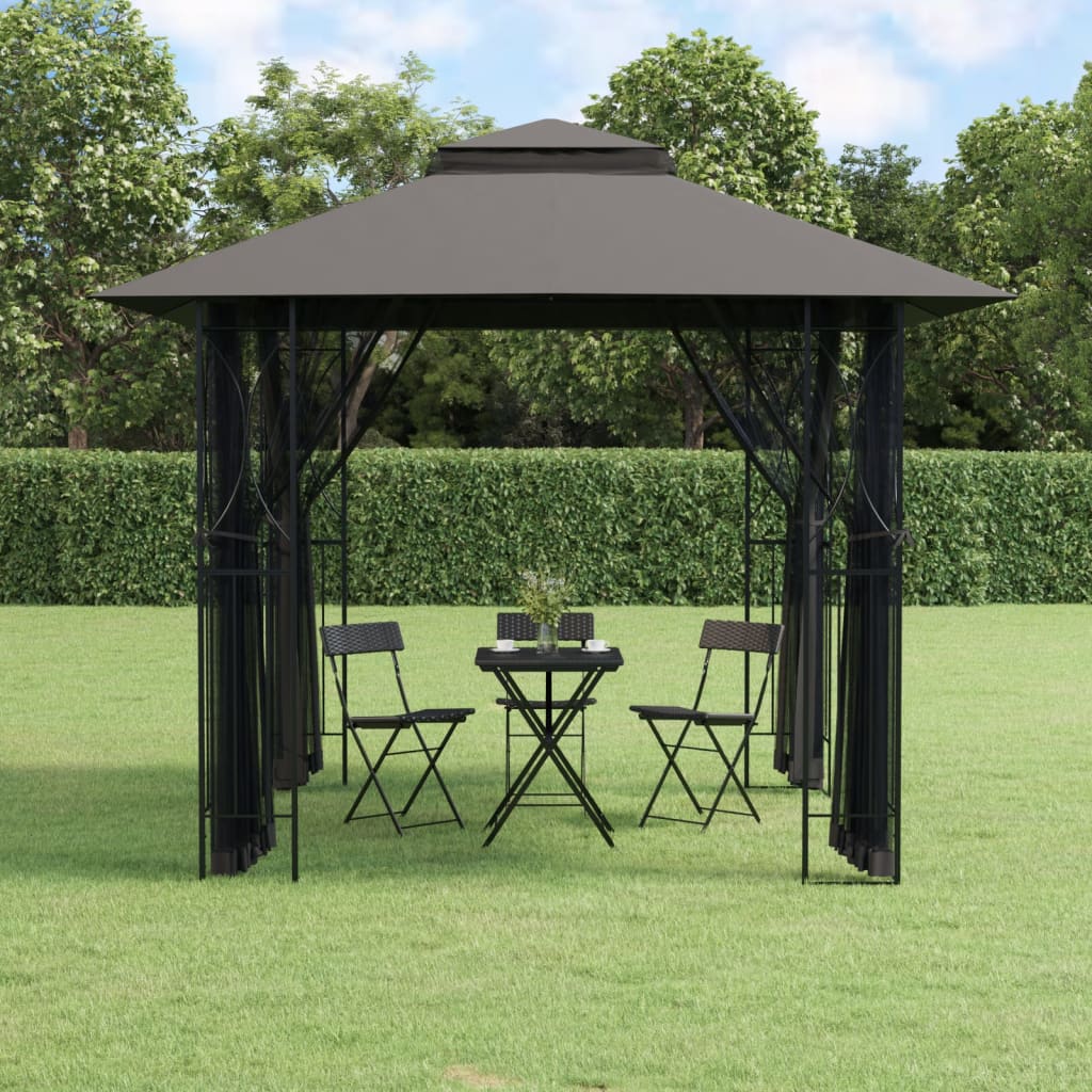 Luxus Pavillon 3x3m 3x4m Seitenwänden Gartenpavillon Partyzelt Gartenzelt Gazebo - Bild 4 von 19