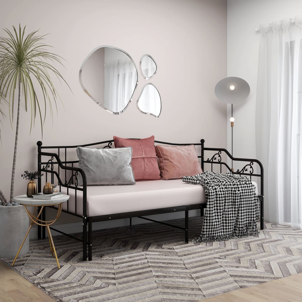 Ausziehbett Grau 90x200cm Tagesbett Schlafsofa Gästebett Metallbett vidaXL