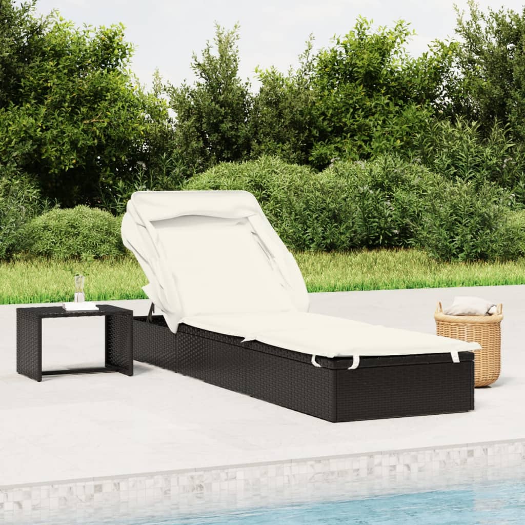Sonneninsel Sonnenliege mit Faltdach Gartenliege Poly Rattan Loungebett Garten - Bild 23 von 55