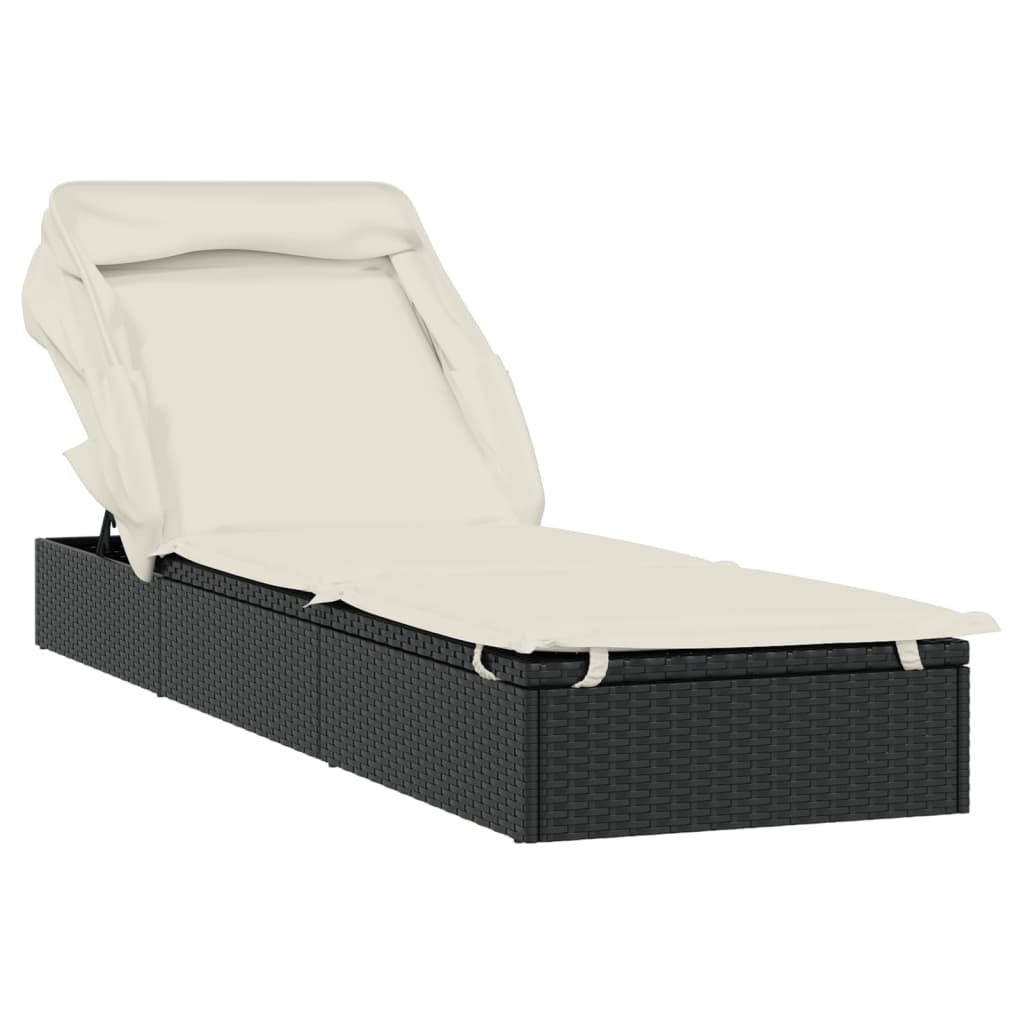 Sonneninsel Sonnenliege mit Faltdach Gartenliege Poly Rattan Loungebett Garten - Bild 24 von 55