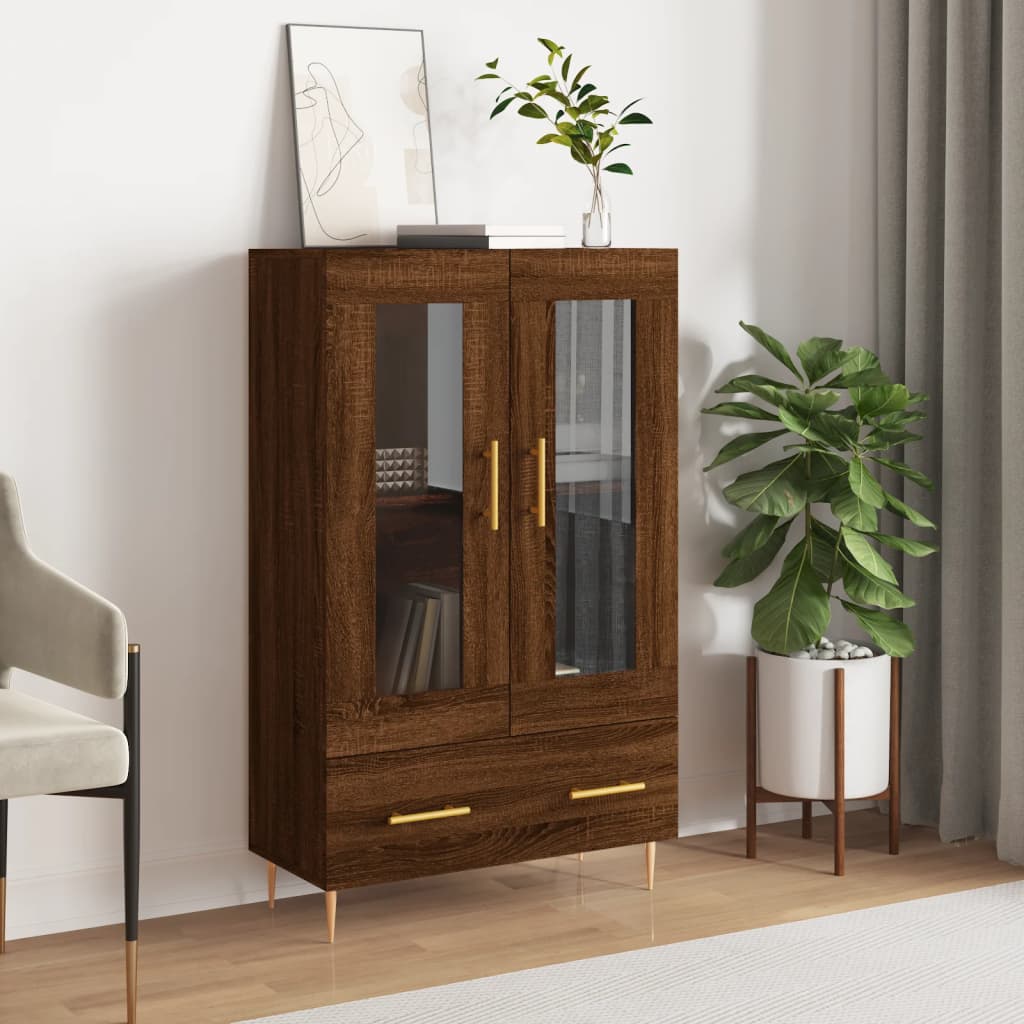 Highboard Anrichte Mit 2 Schubladen 69,5x31x115 cm Holzwerkstoff Beistellschrank