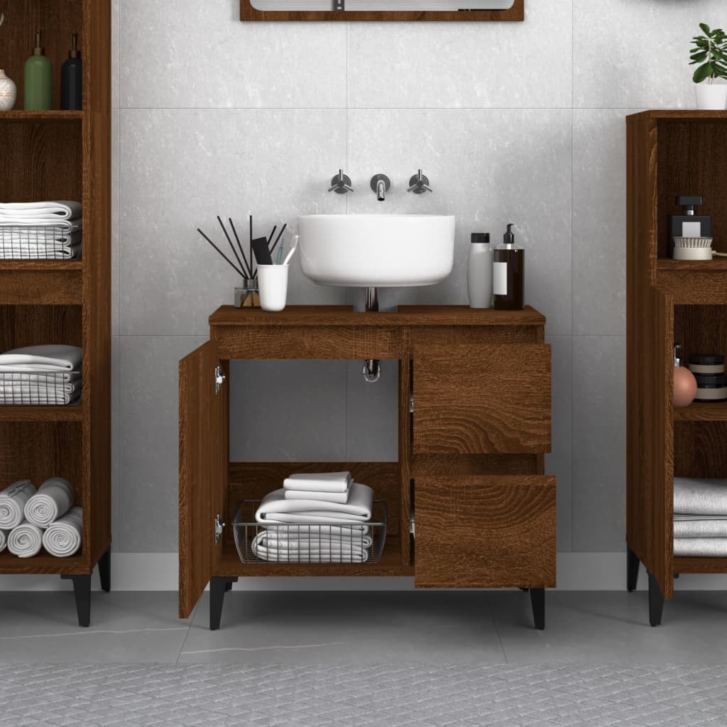 Waschbeckenunterschrank Waschtisch Unterschrank Badschrank mit 2 Schubladen - Bild 69 von 86