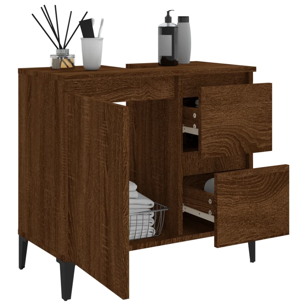 Waschbeckenunterschrank Waschtisch Unterschrank Badschrank mit 2 Schubladen - Bild 70 von 86