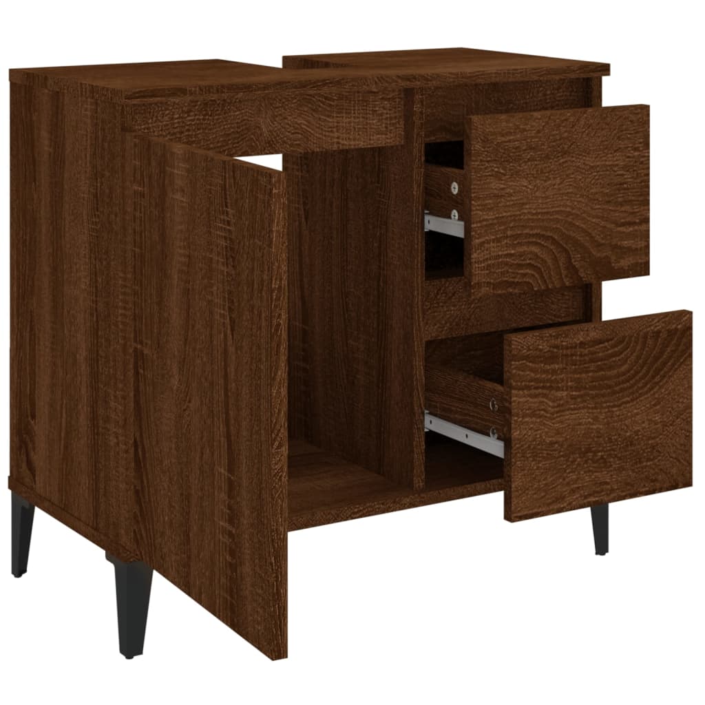 Waschbeckenunterschrank Waschtisch Unterschrank Badschrank mit 2 Schubladen - Bild 72 von 86