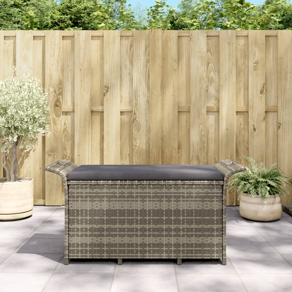Gartenbank mit Kissen und Stauraum Poly Rattan Sitzbank Balkonbank Gartenmöbel - Bild 26 von 26