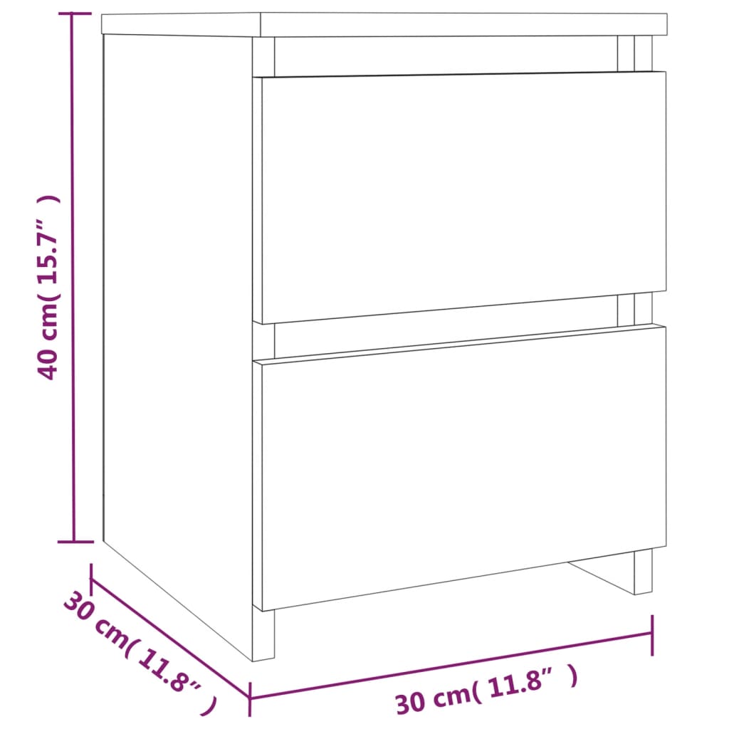 1/2er Holzwerkstoff Nachttisch Hochglanz Nachtschrank Schrank mit 2 Schubladen - Bild 61 von 61