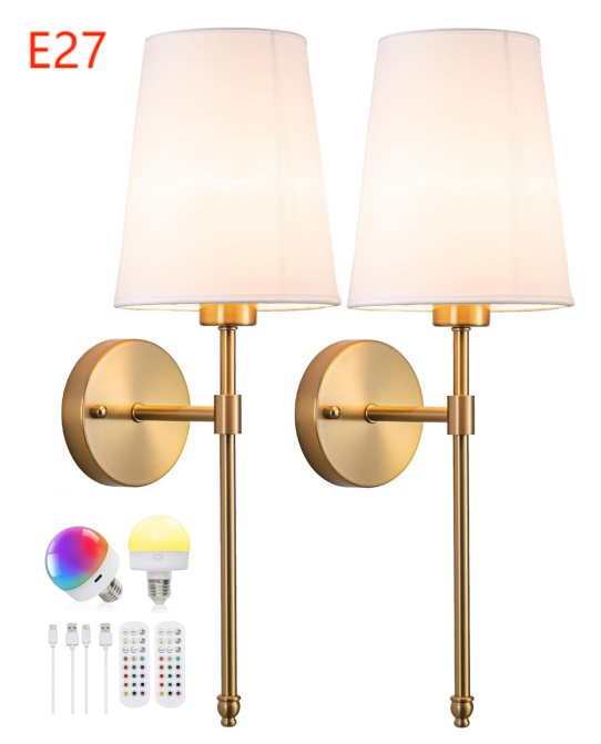 2 Battery Operated Wall Lights Living Room RGB Dimmable Rechargeable Wall Light