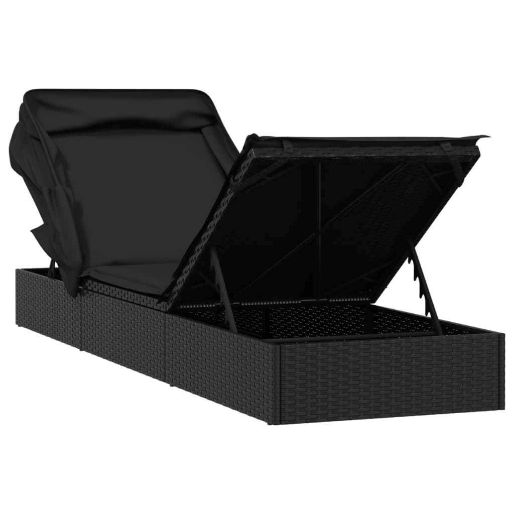 Sonneninsel Sonnenliege mit Faltdach Gartenliege Poly Rattan Loungebett Garten - Bild 53 von 55
