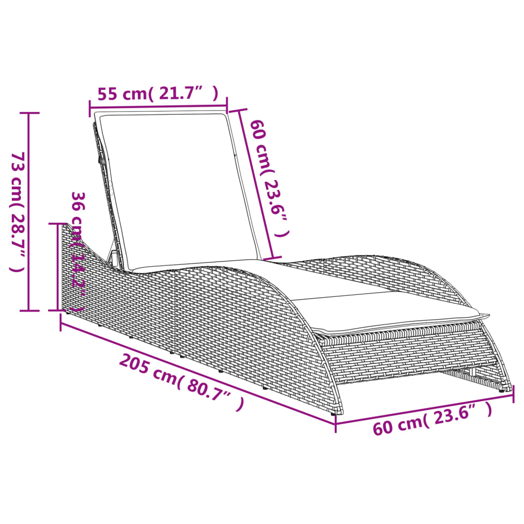Sonnenliege Gartenliege Liegestuhl Relaxliege Strandliege Doppelliege Polyrattan - Bild 30 von 71