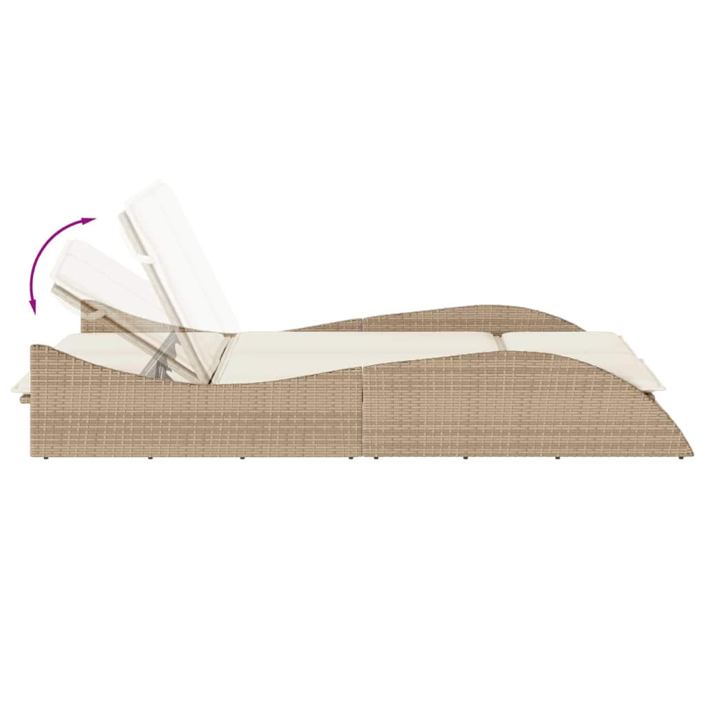 Sonnenliege Gartenliege Liegestuhl Relaxliege Strandliege Doppelliege Polyrattan - Bild 57 von 71