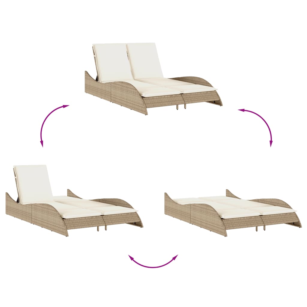Sonnenliege Gartenliege Liegestuhl Relaxliege Strandliege Doppelliege Polyrattan - Bild 58 von 71