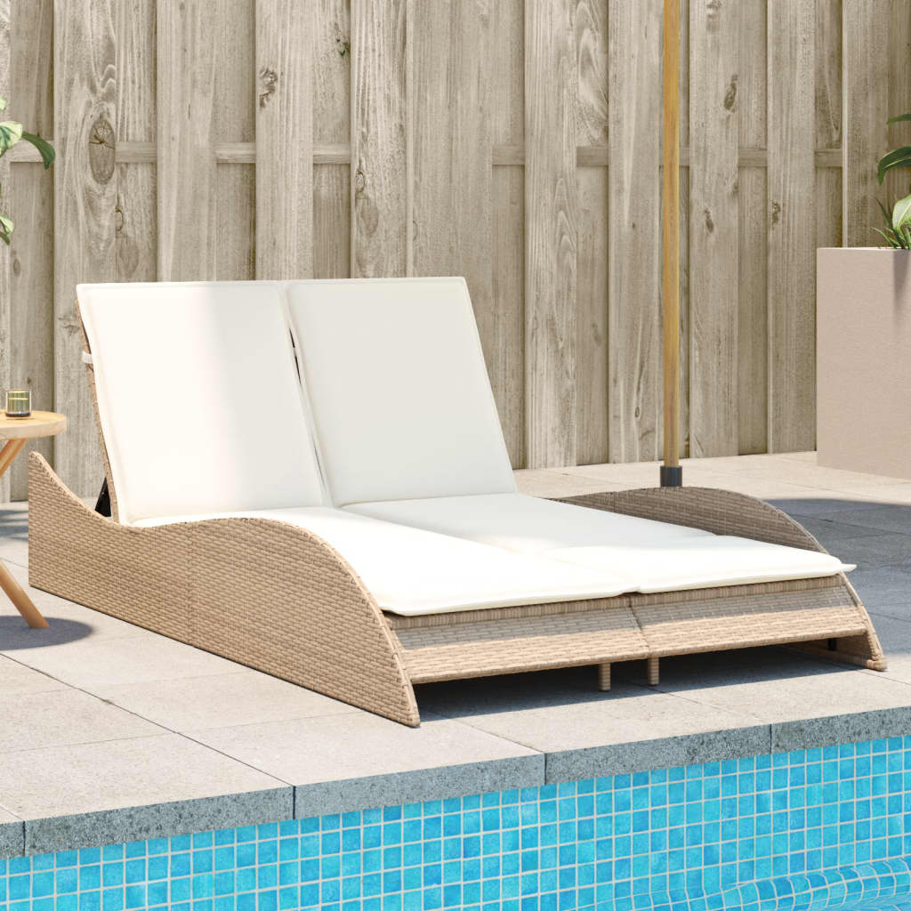 Sonnenliege Gartenliege Liegestuhl Relaxliege Strandliege Doppelliege Polyrattan - Bild 51 von 71
