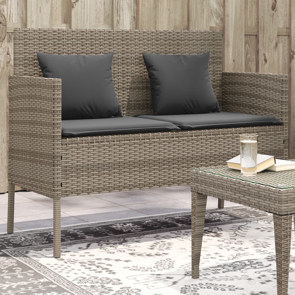 Gartenbank mit Kissen Sitzbank Parkbank mit Stauraum Schwarz Poly Rattan vidaXL - Bild 38 von 75