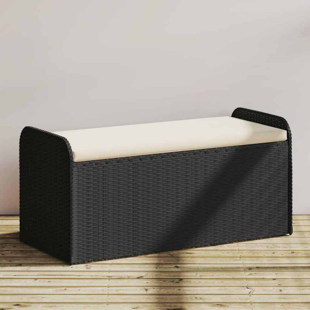 Sitzbank mit Stauraum und Kissen Poly Rattan Sitzhocker Truhe Aufbewahrungsbox - Bild 24 von 26