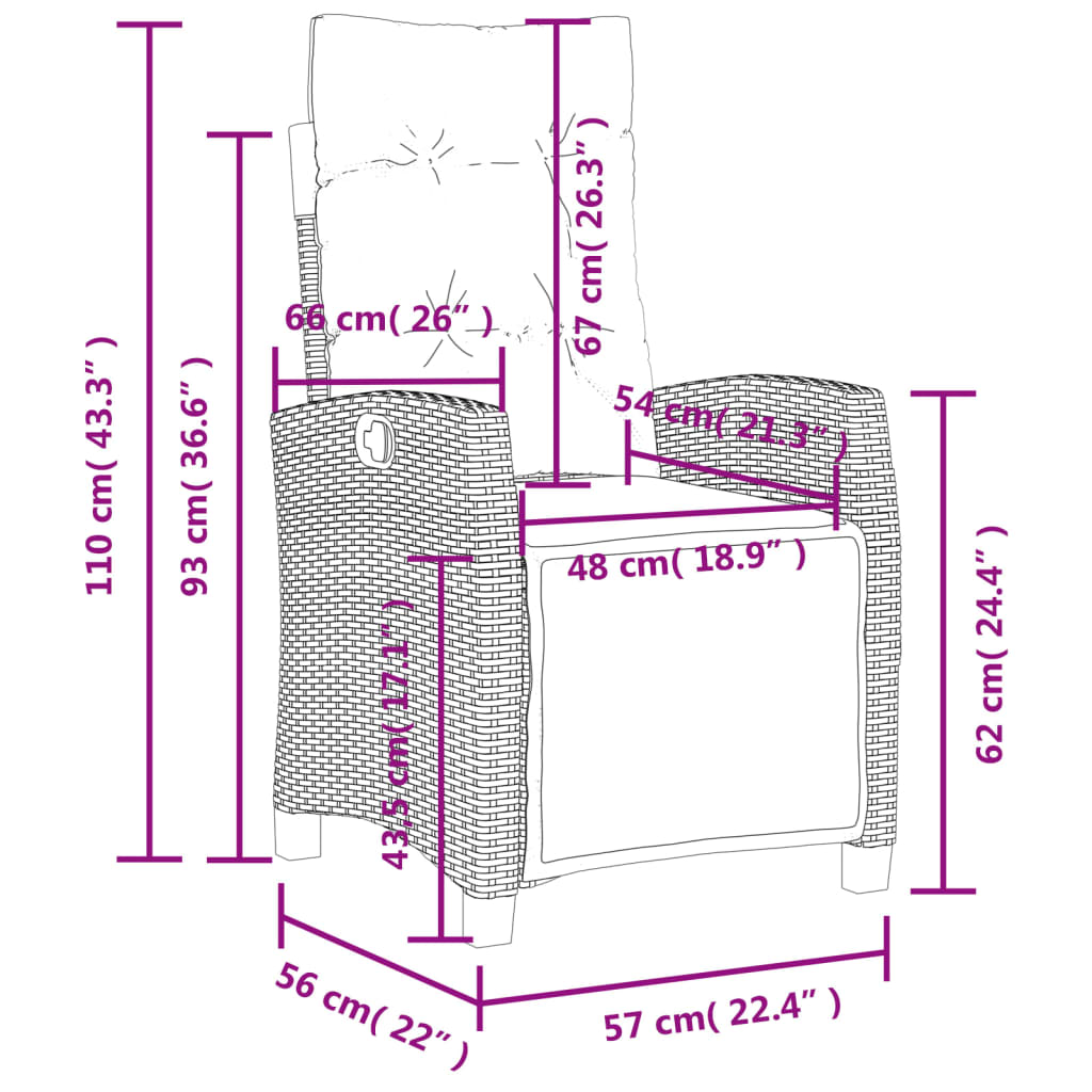 Poly Rattan Gartensessel mit Kissen Verstellbar Gartenstuhl Sessel Stuhl Stühle - Bild 6 von 77