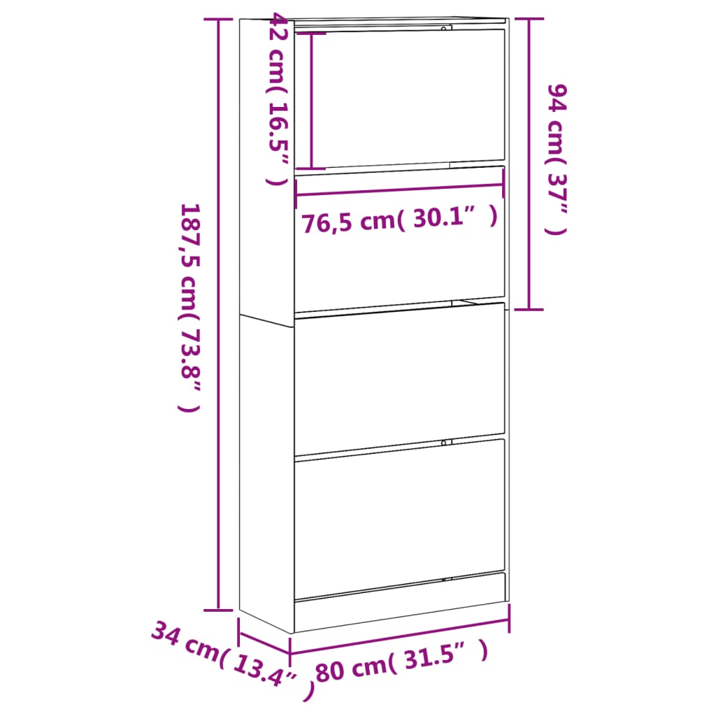 Schuhschrank mit 1/2/3/4 Klappen Schuhkipper Schuhregal Schuhkommode Schuhablage - Bild 13 von 145