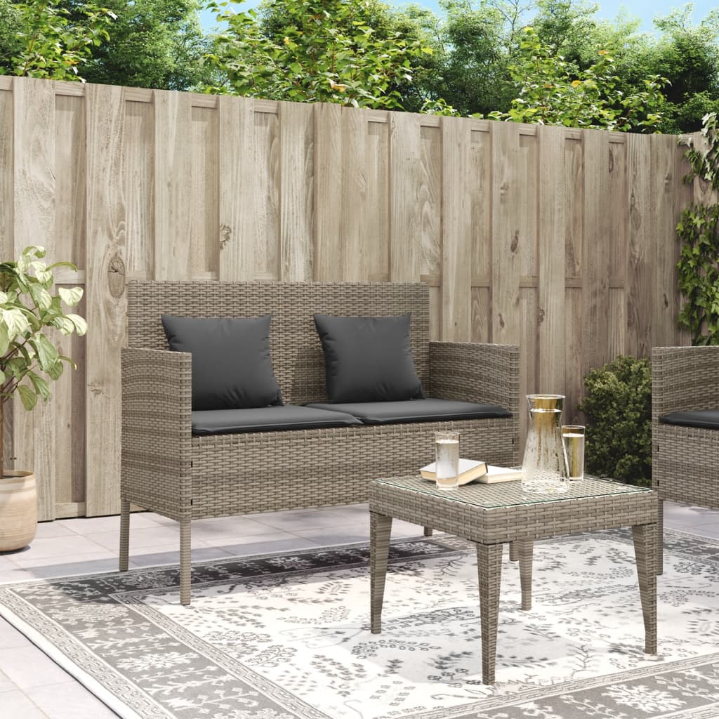 Gartenbank mit Kissen Sitzbank Parkbank mit Stauraum Schwarz Poly Rattan vidaXL - Bild 40 von 75