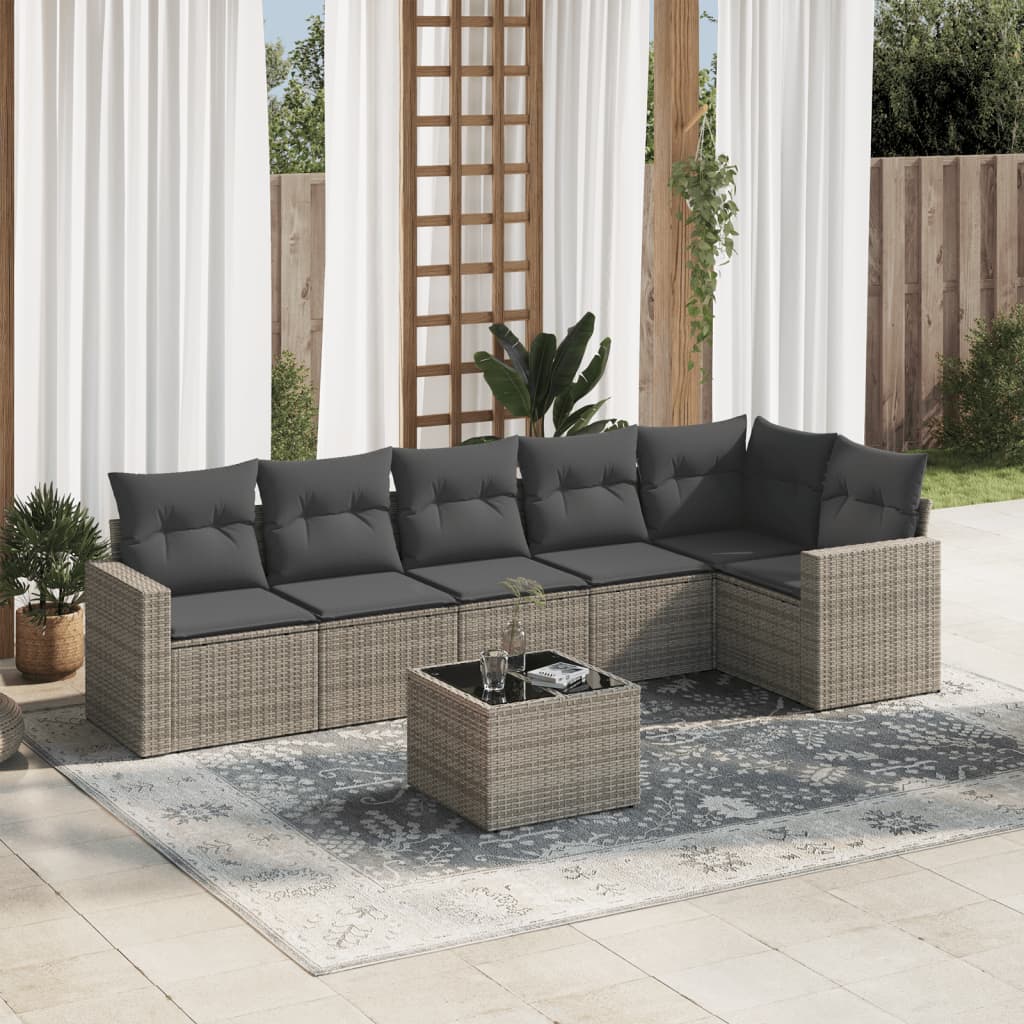 Garten-Sofagarnitur Essgruppe Gartengarnitur Sitzgruppe mit Kissen Poly Rattan - Bild 28 von 30