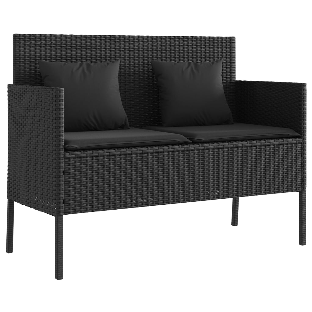 Gartenbank mit Kissen Sitzbank Parkbank mit Stauraum Schwarz Poly Rattan vidaXL - Bild 23 von 75