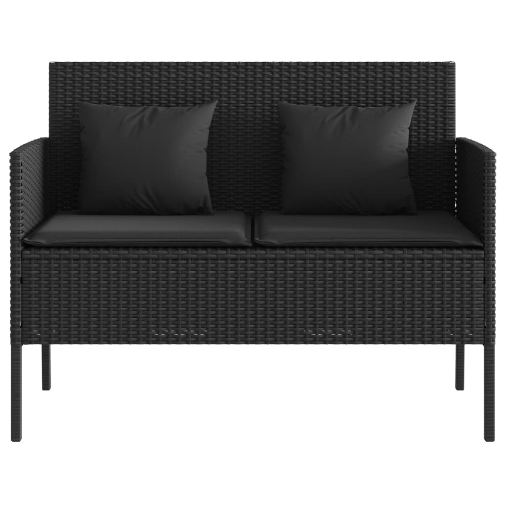 Gartenbank mit Kissen Sitzbank Parkbank mit Stauraum Schwarz Poly Rattan vidaXL - Bild 25 von 75