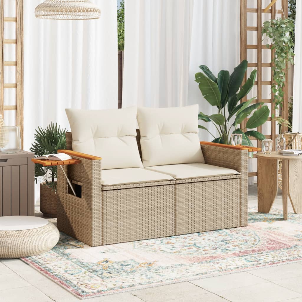 Gartensofa mit Kissen 2-Sitzer Sofa Poly Rattan Gartenmöbel Lounge Sitzgruppe - Bild 35 von 65