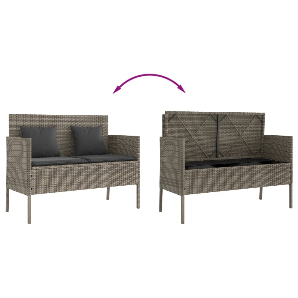 Gartenbank mit Kissen Sitzbank Parkbank mit Stauraum Schwarz Poly Rattan vidaXL - Bild 44 von 75