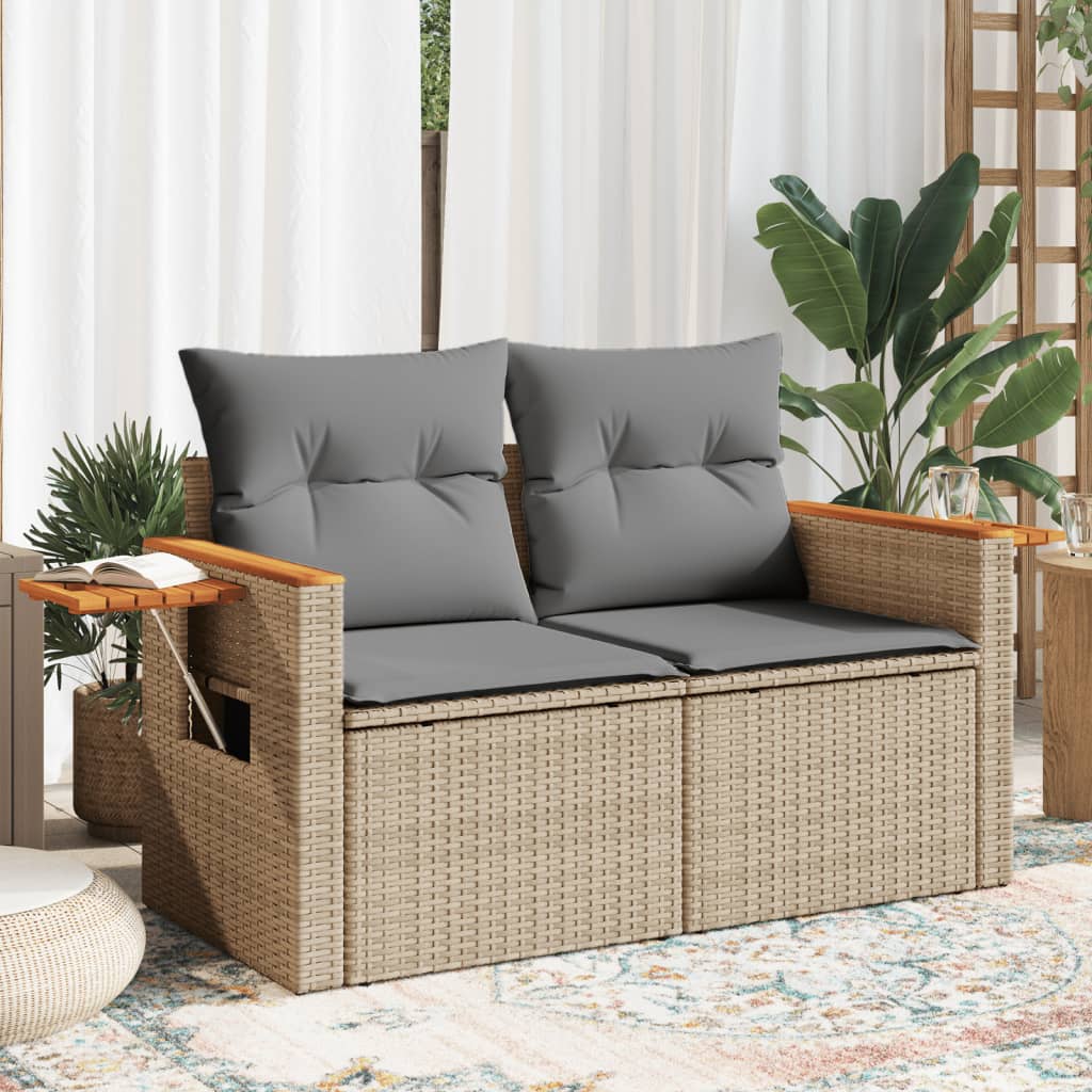 Gartensofa mit Kissen 2-Sitzer Sofa Poly Rattan Gartenmöbel Lounge Sitzgruppe - Bild 44 von 65
