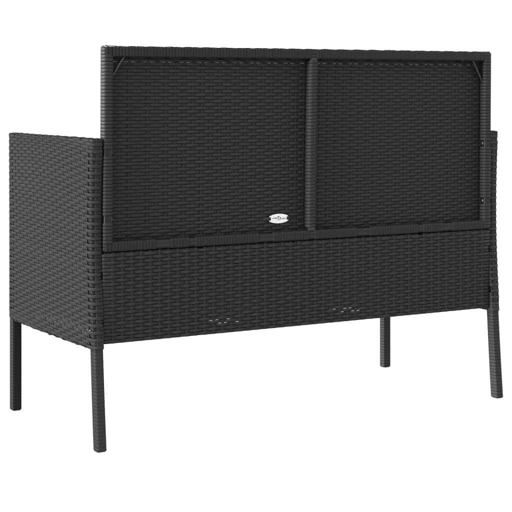 Gartenbank mit Kissen Sitzbank Parkbank mit Stauraum Schwarz Poly Rattan vidaXL - Bild 27 von 75