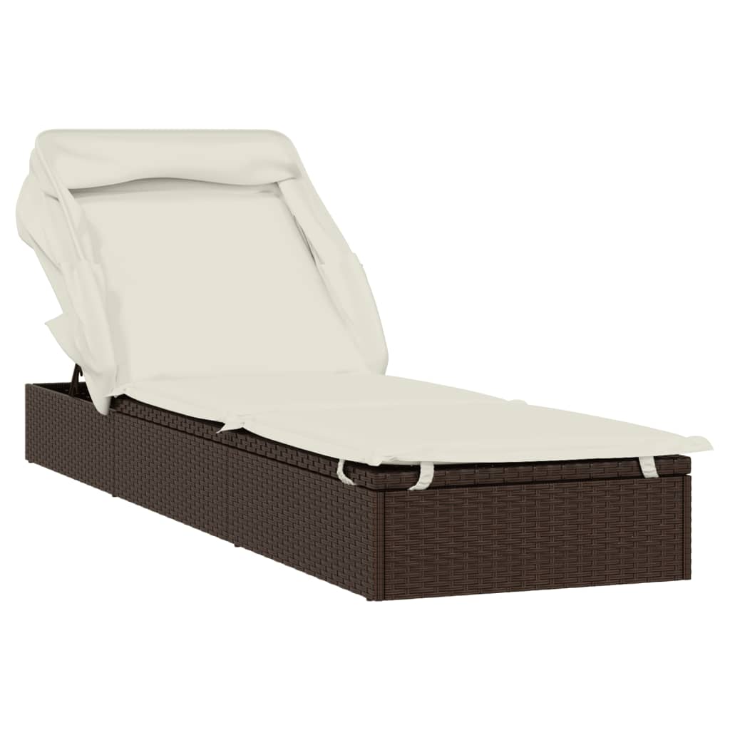 Sonneninsel Sonnenliege mit Faltdach Gartenliege Poly Rattan Loungebett Garten - Bild 13 von 55