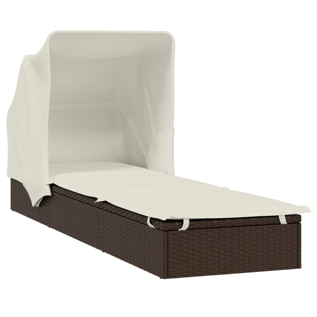 Sonneninsel Sonnenliege mit Faltdach Gartenliege Poly Rattan Loungebett Garten - Bild 15 von 55