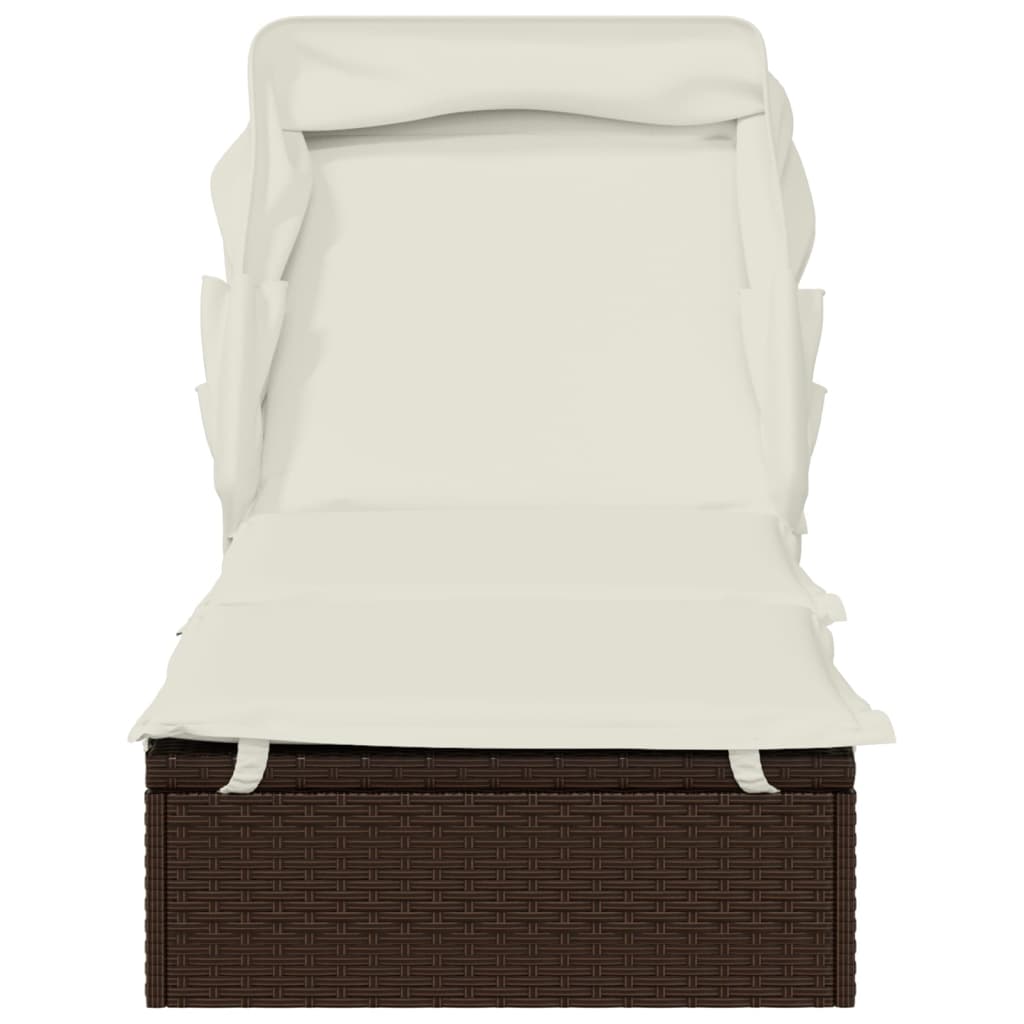 Sonneninsel Sonnenliege mit Faltdach Gartenliege Poly Rattan Loungebett Garten - Bild 16 von 55