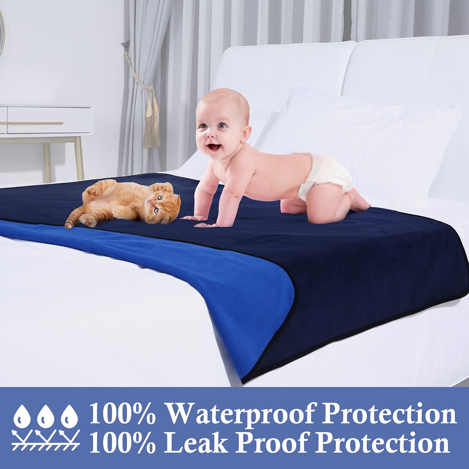 Dog Blanket Waterproof Puppy Blanket Liquid Proof Pet Throw Bed Sofa from Spills - Picture 13 of 21