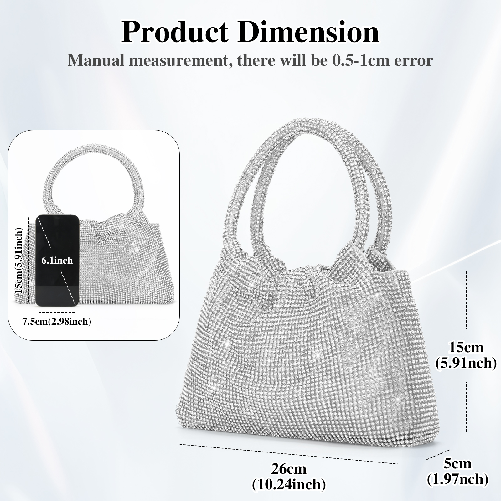 Women Rhinestone Evening Bag Wedding Clutch Purse Sparkly Prom Cocktail Handbag - Picture 69 of 79