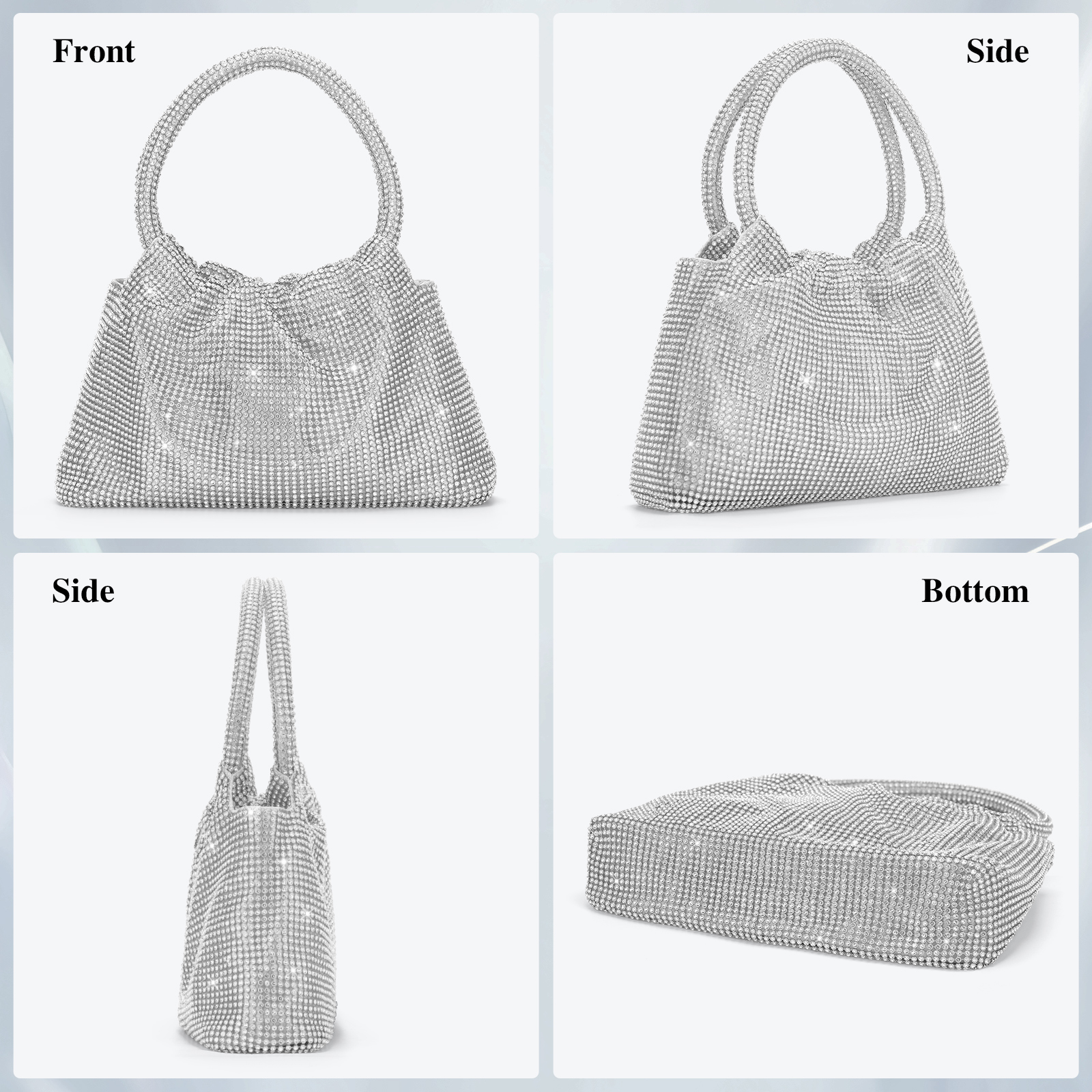 Women Rhinestone Evening Bag Wedding Clutch Purse Sparkly Prom Cocktail Handbag - Picture 67 of 79