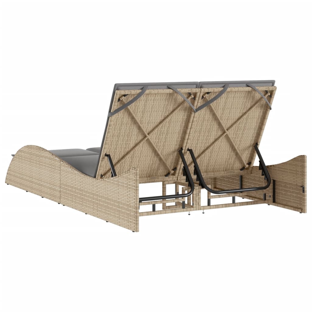Sonnenliege Gartenliege Liegestuhl Relaxliege Strandliege Doppelliege Polyrattan - Bild 46 von 71