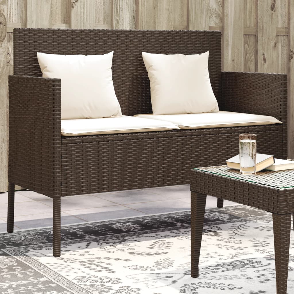 Gartenbank mit Kissen Sitzbank Parkbank mit Stauraum Schwarz Poly Rattan vidaXL - Bild 30 von 75