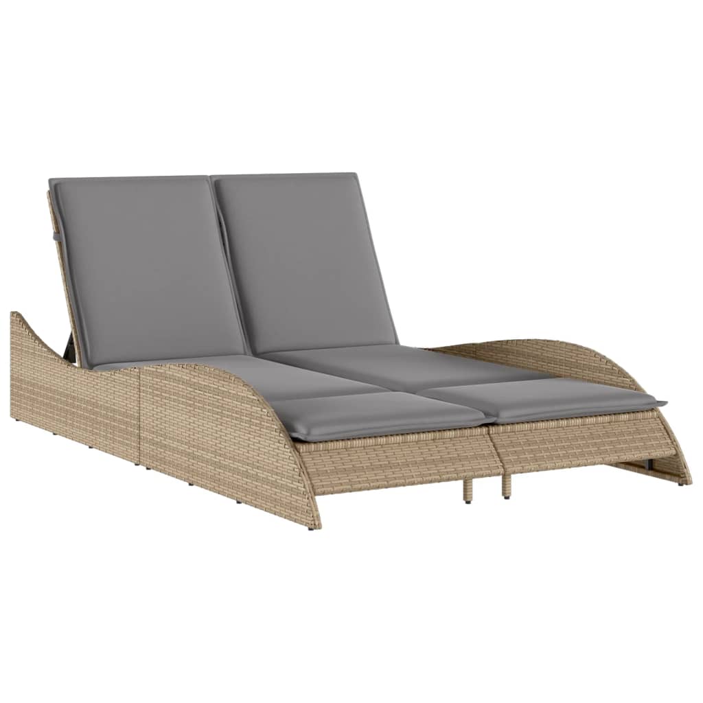 Sonnenliege Gartenliege Liegestuhl Relaxliege Strandliege Doppelliege Polyrattan - Bild 42 von 71