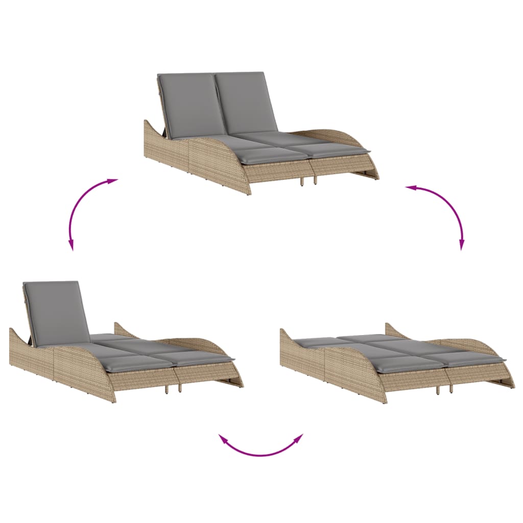 Sonnenliege Gartenliege Liegestuhl Relaxliege Strandliege Doppelliege Polyrattan - Bild 48 von 71